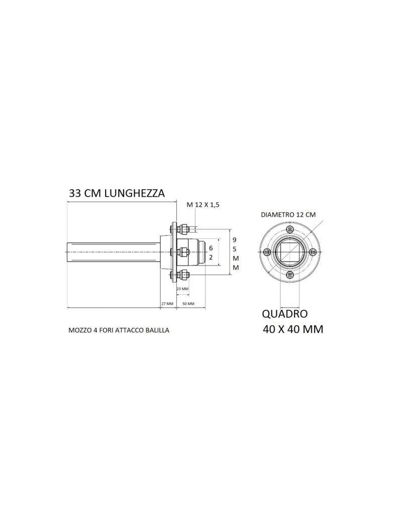 Mozzo Ruota Semiasse 40 x 40 mm